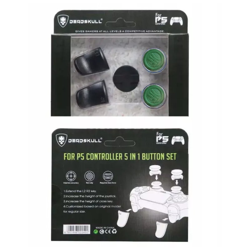 Deadskull 5 In 1 Button Set For PS4 PS5 Controller Green / Black